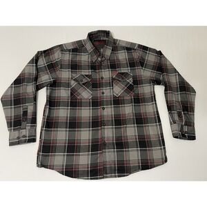 Dixxon Flannel Shirt Mens XL Black Gray Red Plaid Gridlock Button Down Heritage